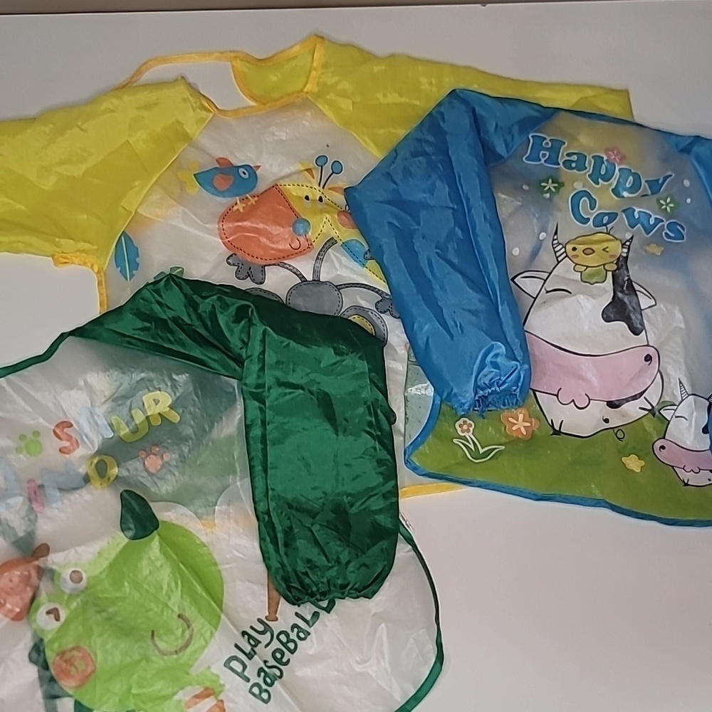 Free with Purchase Bundle of 3 Long Sleeve Bibs Protective Apron Water Resistant